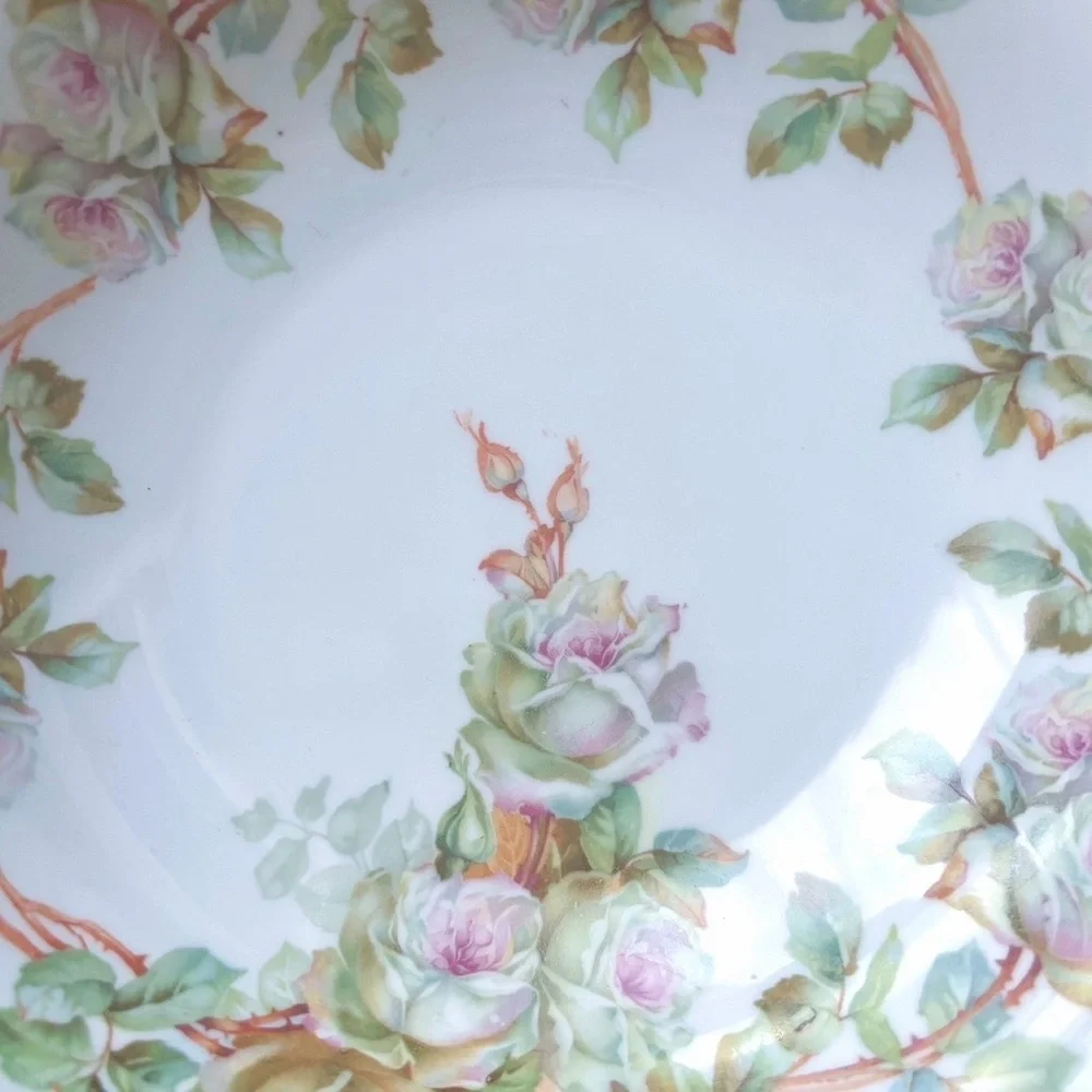 Vintage MZ Moritz Zdekauer Floral Porcelain Bowl Made In Austria Cottage Core
